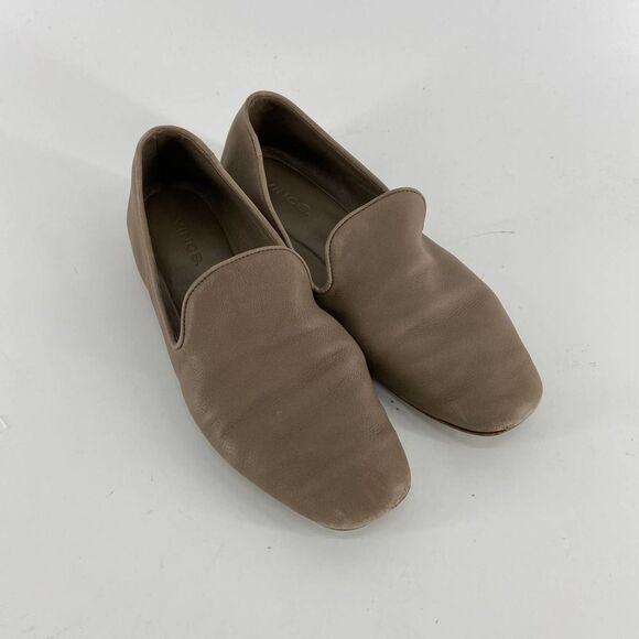Vince Taupe Tan Leather Round toe Flat Loafer Womens 5.5 - Picture 6 of 6